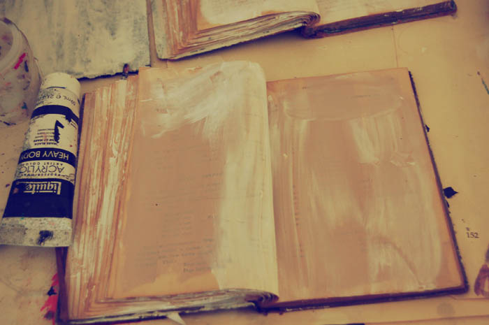 Katherine Jeanne Wood - prepping book with gesso 03