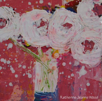 Katherine Jeanne Wood - 4x4 Chipboard Flower Series No 69 01