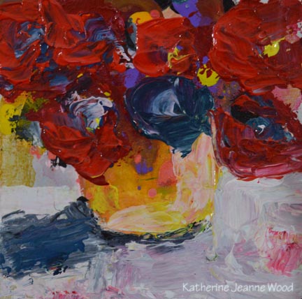 Katherine Jeanne Wood - 4x4 chipboard Flower Series No 62 01