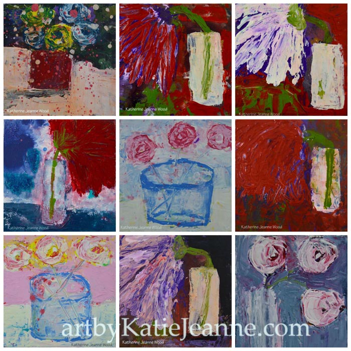 Art by Katie Jeanne - Flower series 108- 122 collage