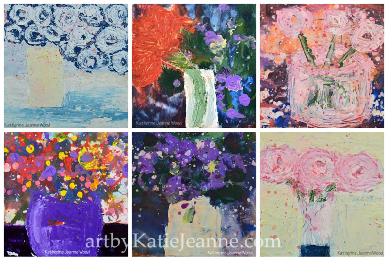 Art by Katie Jeanne - Flower series 99-104 collage