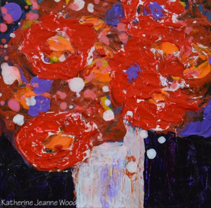 Katherine Jeanne Wood - 4x4 CHIPBOARD Flower Series No 76 01