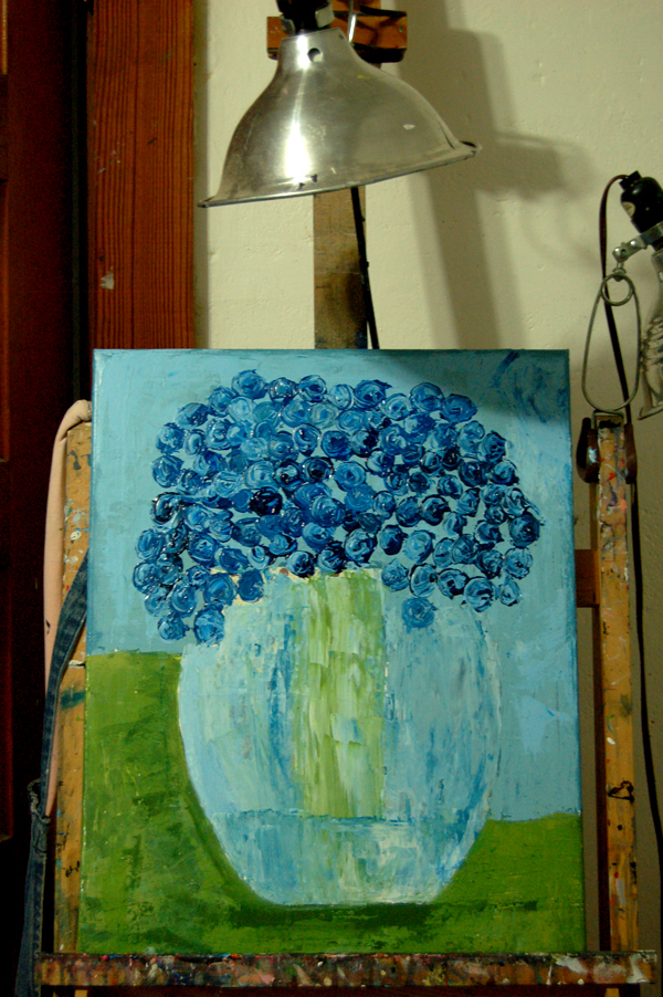 Katherine Jeanne Wood - on the easel blue flower painting  03