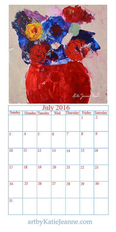 Art by Katie Jeanne July calendar 2016