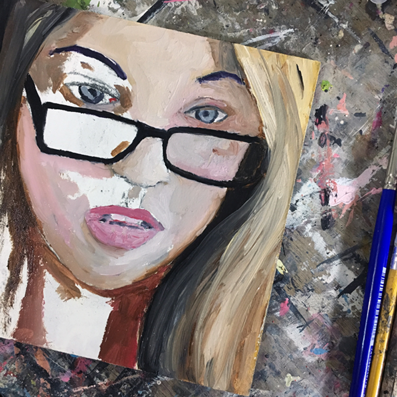 Katie Jeanne Wood - oil portrait painting girl with glasses 01