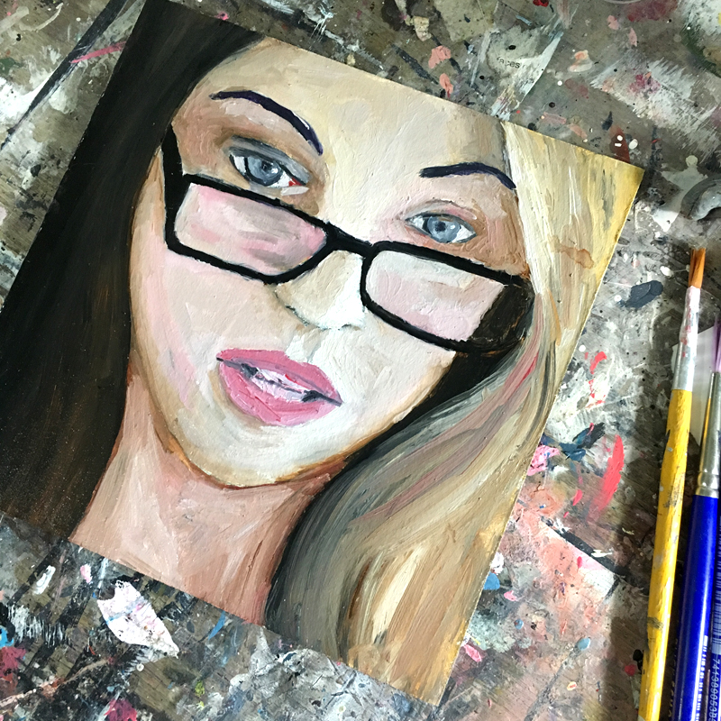 Katie Jeanne Wood - oil portrait painting girl with glasses 02