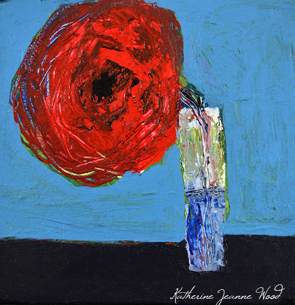Red poppy flower - Katie Jeanne Wood - floral paintings - Art By Katie Jeanne