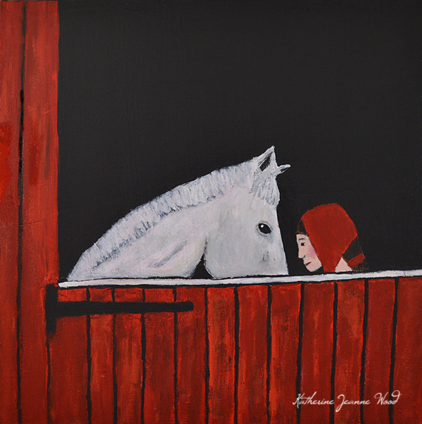 Acrylic girl & horse portrait painting by Katie Jeanne Wood