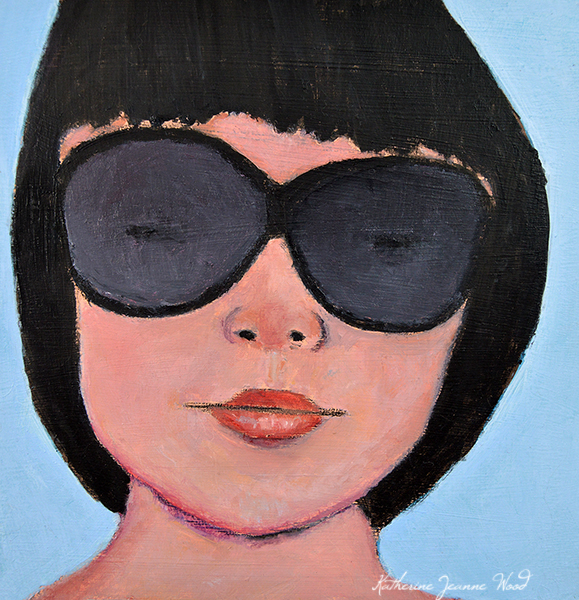 Girl wearing sunglasses oil portrait painting by Katie Jeanne Wood