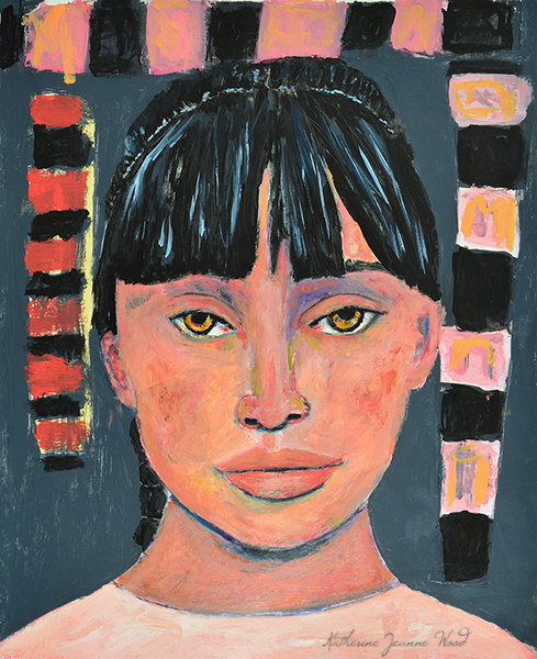 Girl with braid portrait painting print by Katie Jeanne Wood - Wake Up Call