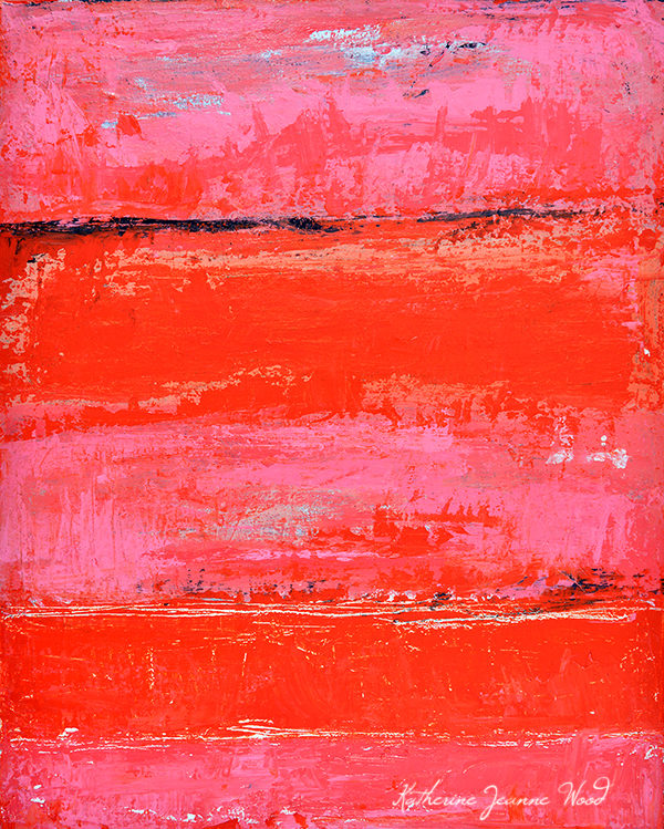 Wide Awake - pink and orange abstract painting by Katie Jeanne Wood