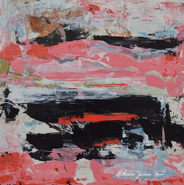 Black, Pink, White Abstract Affordable Art Painting by Katie Jeanne Wood
