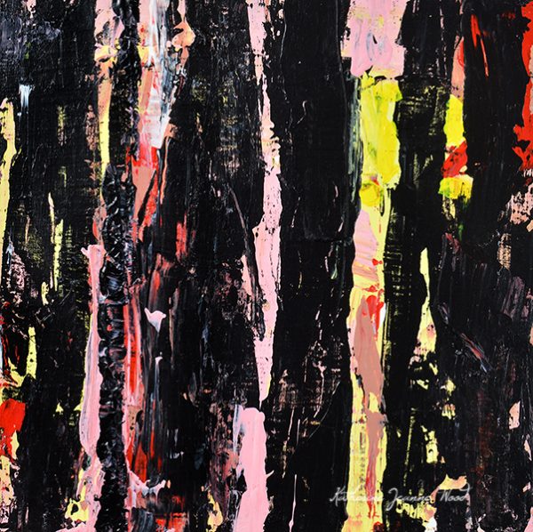 Black, Pink, Yellow Abstract Art Painting by Katie Jeanne Wood