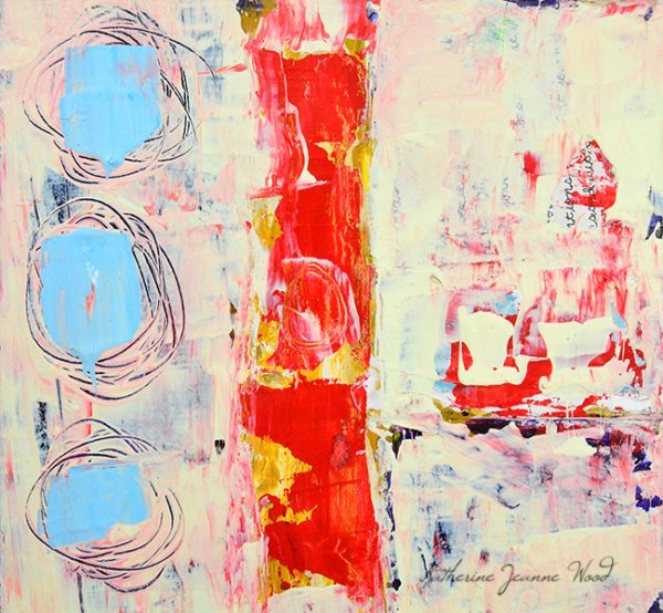 Yellow, Red & Blue Abstract Art Painting by Katie Jeanne Wood