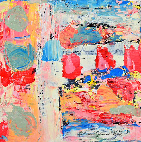 Red Blue Yellow Abstract Painting Pleasant Dream by Katie Jeanne Wood