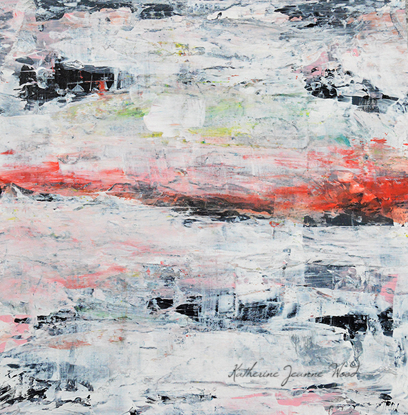 White abstract painting by Katie Jeanne Wood - Misty Dream