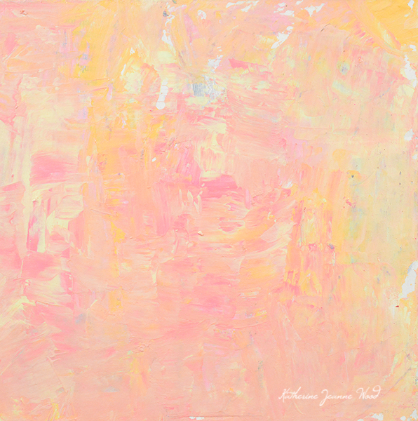 Peachy pink abstract painting -  She Whispers by Katie Jeanne Wood