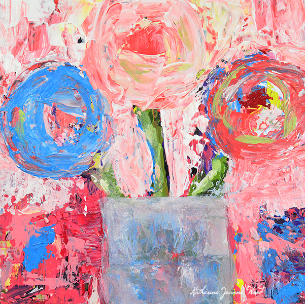 Cottage chic abstract flower painting by Katie Jeanne Wood