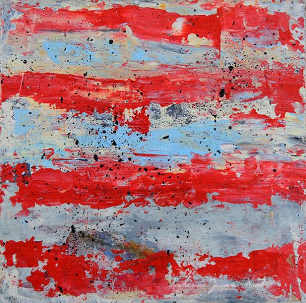 Red & Blue Striped Abstract Art by Katie Jeanne Wood