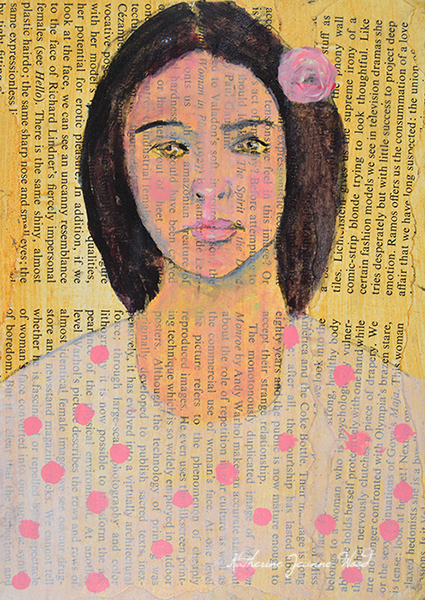 Book Art Page Acrylic Portrait Painting by Katie Jeanne Wood