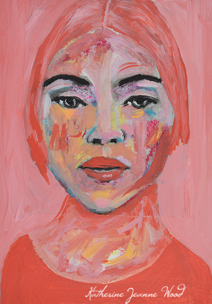 Pink Tonal Portrait Painting by Katie Jeanne Wood