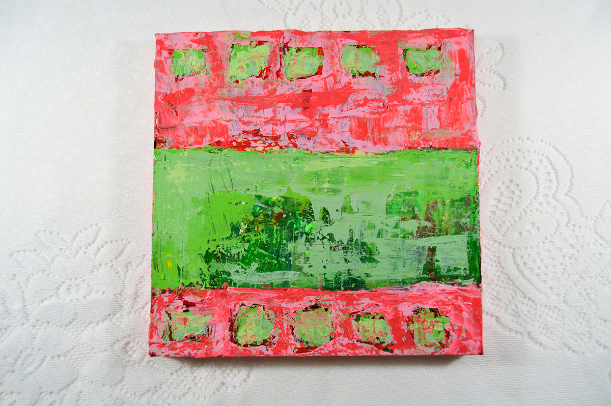Katherine Jeanne Wood - Pink & Green Abstract Painting