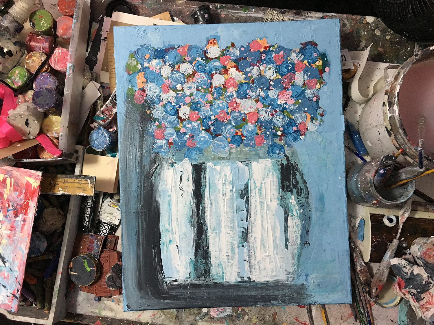 Floral painting in progress - Katie Jeanne Wood