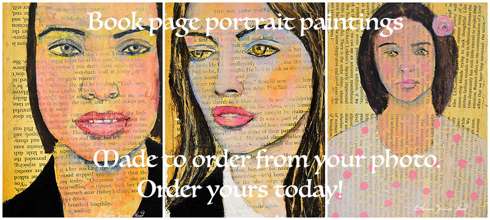 Custom order book page portrait paintings. Made from your photo. 