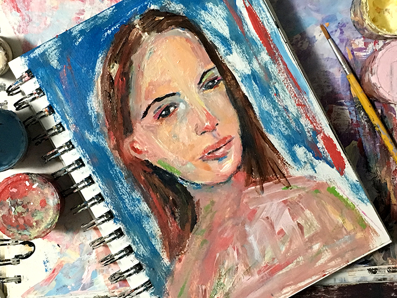 Katie Jeanne Wood - 010618 art journal portrait painting