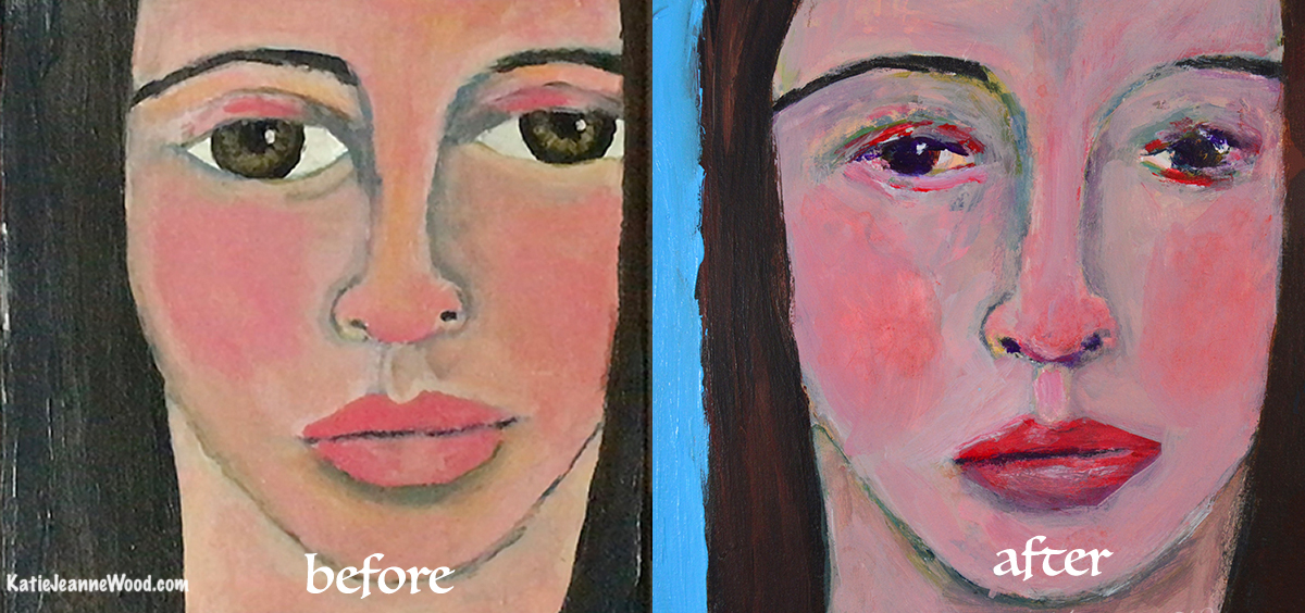 Katherine Jeanne Wood - 201 21118 Revising portrait painting before and after
