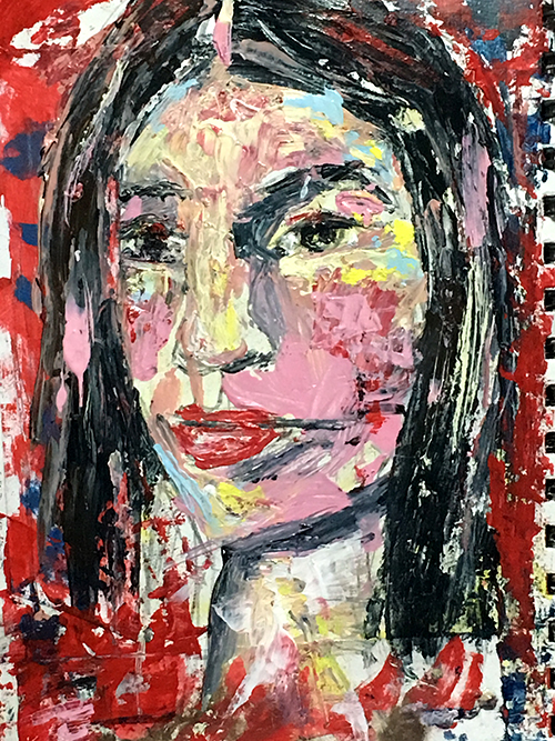 Katie Jeanne Wood - 237 Daily painting - art journal palette knife portrait painting