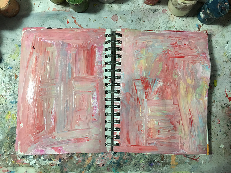 Katie Jeanne Wood - 238 239 Daily painting - art journal pink abstract 