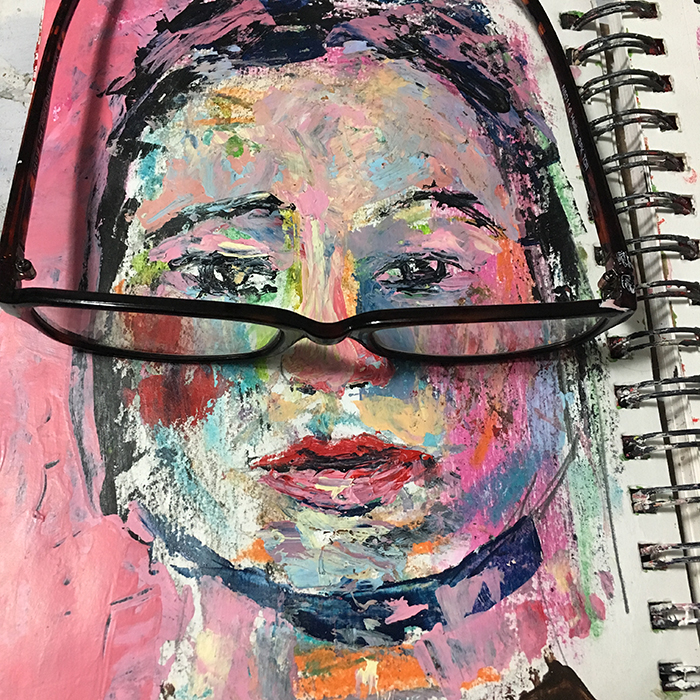 Katie Jeanne Wood - glasses art journal portrait