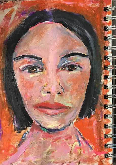 Katie Jeanne Wood - 346 art journal portrait painting