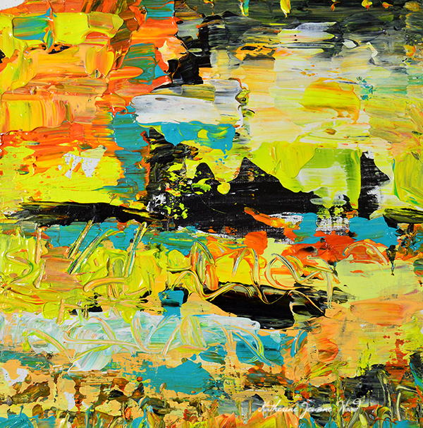 Yellow abstract painting by Katie Jeanne Wood