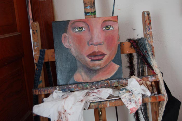 Katie Jeanne Wood - 5th grader oil portrait painting - work in progress shots
