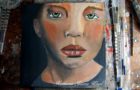 Katie Jeanne Wood - 5th grader oil portrait painting - work in progress shots