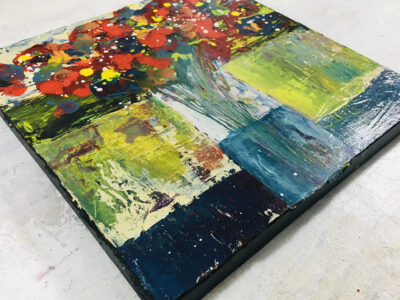 Katie Jeanne Wood - 10x10 Colorful Abstract Flower Painting On Canvas No 54