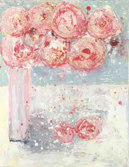 Katie Jeanne Wood - Pale Pink Peonies Farmhouse Floral Painting No 79