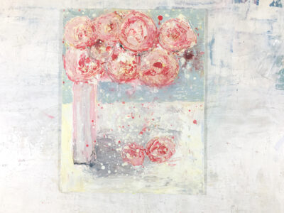 Katie Jeanne Wood - Pale Pink Peonies Farmhouse Floral Painting No 79