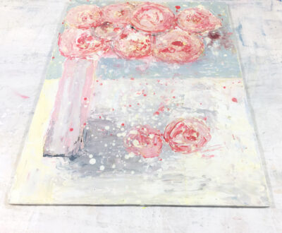 Katie Jeanne Wood - Pale Pink Peonies Farmhouse Floral Painting No 79