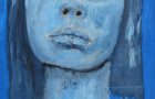 Blue woman portrait painting by Katie Jeanne Wood - Feeling Raw