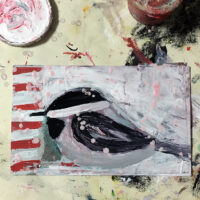 Katie Jeanne Wood - 330 chickadee postcard painting