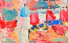 Red Blue Yellow Abstract Painting Pleasant Dream by Katie Jeanne Wood