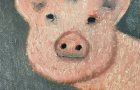 Katie Jeanne Wood - 329 pink pig in oils painting
