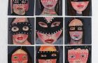 Katie Jeanne Wood - 4x4 Masquerade Masks Portrait Paintings