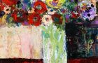 Katie Jeanne Wood - 12x12 Red Flower painting