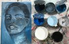 Katie Jeanne Wood - Blue tonal portrait painting