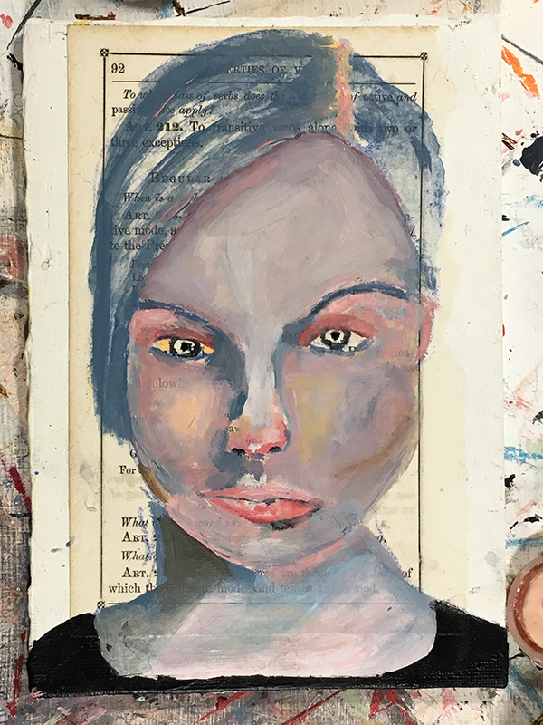 Katie Jeanne Wood - Blue hair portrait painting