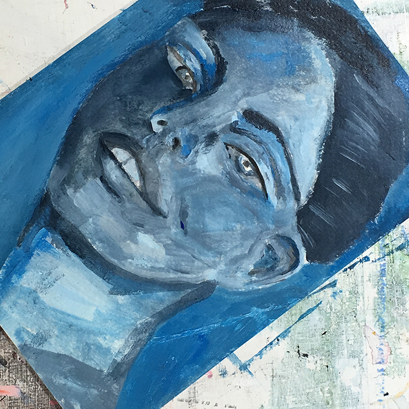Katie Jeanne Wood - Blues tonal portrait painting